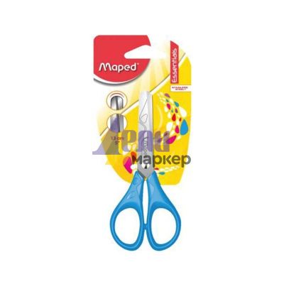 Детска ножица Maped Essentials Kids Обли върхове, 13 cm в блистер, Цветен микс