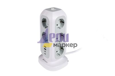 Разклонител Verbatim EUPT-01 EU Power Tower 11 AC with 2 x USB-C / 2 x USB-A