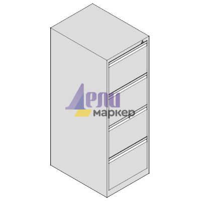 Шкаф за висящи папки Практик AFC04 Единичен с 4 чекмеджета, 46.6x63.1x133 cm, Сив